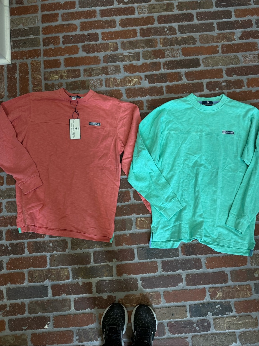 The Southern Shirt Company Long-Sleeve Tees - Coral and Mint Green